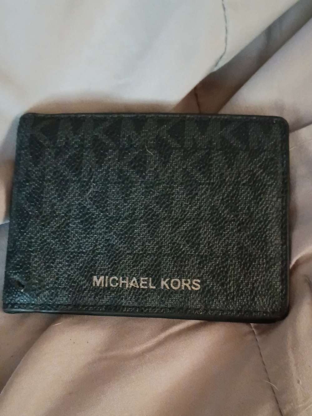 Michael Kors Black Men's Card Holder with Signature MK Print